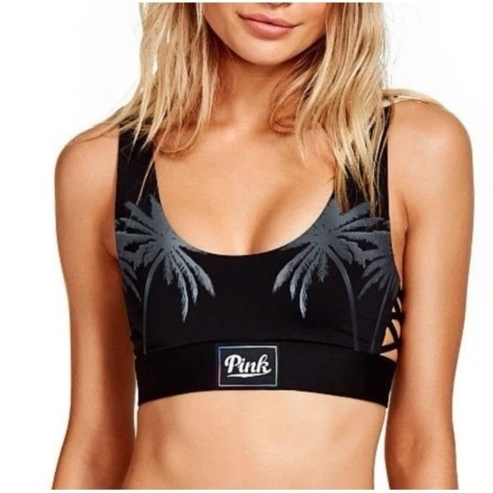 Victoria Secret PINK Ultimate Unlined‎ Athleisure Activewear Sports Black Bra XS